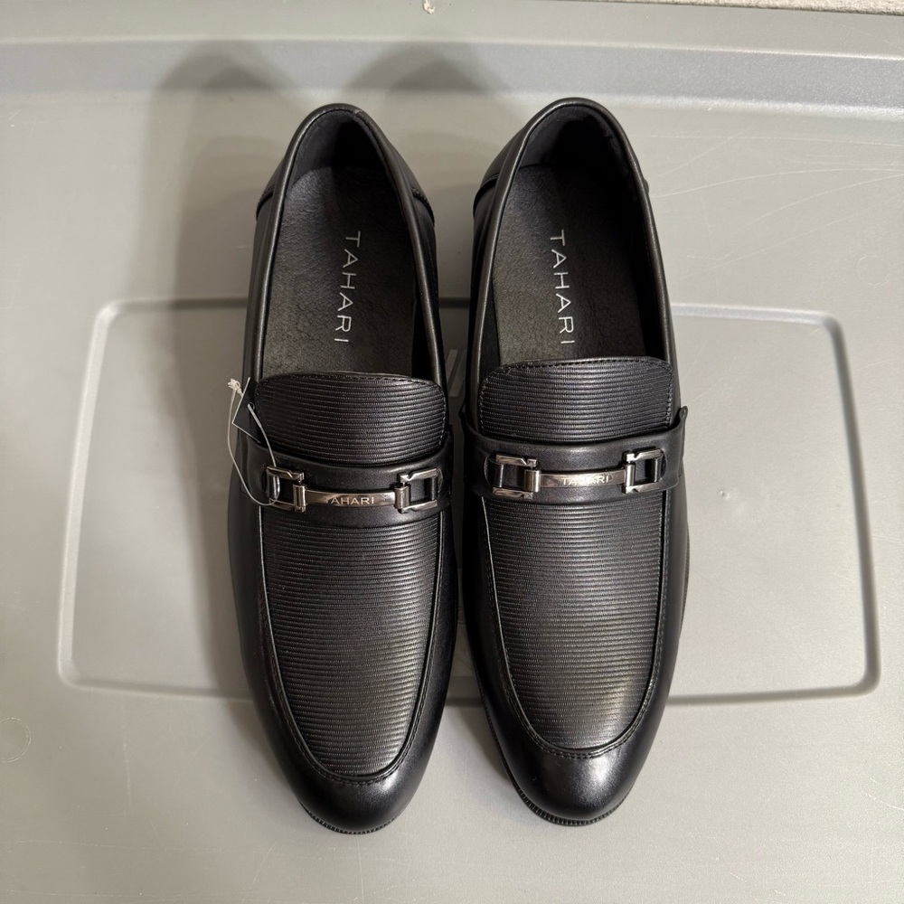 Tahari Men's Elegant Black Slip-On Loafers